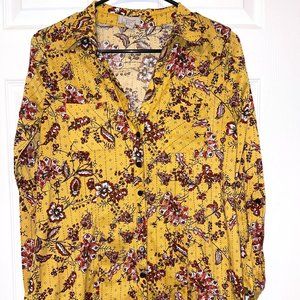 Passport Woman's Yellow/Pink Floral Tunic Medium BOHO